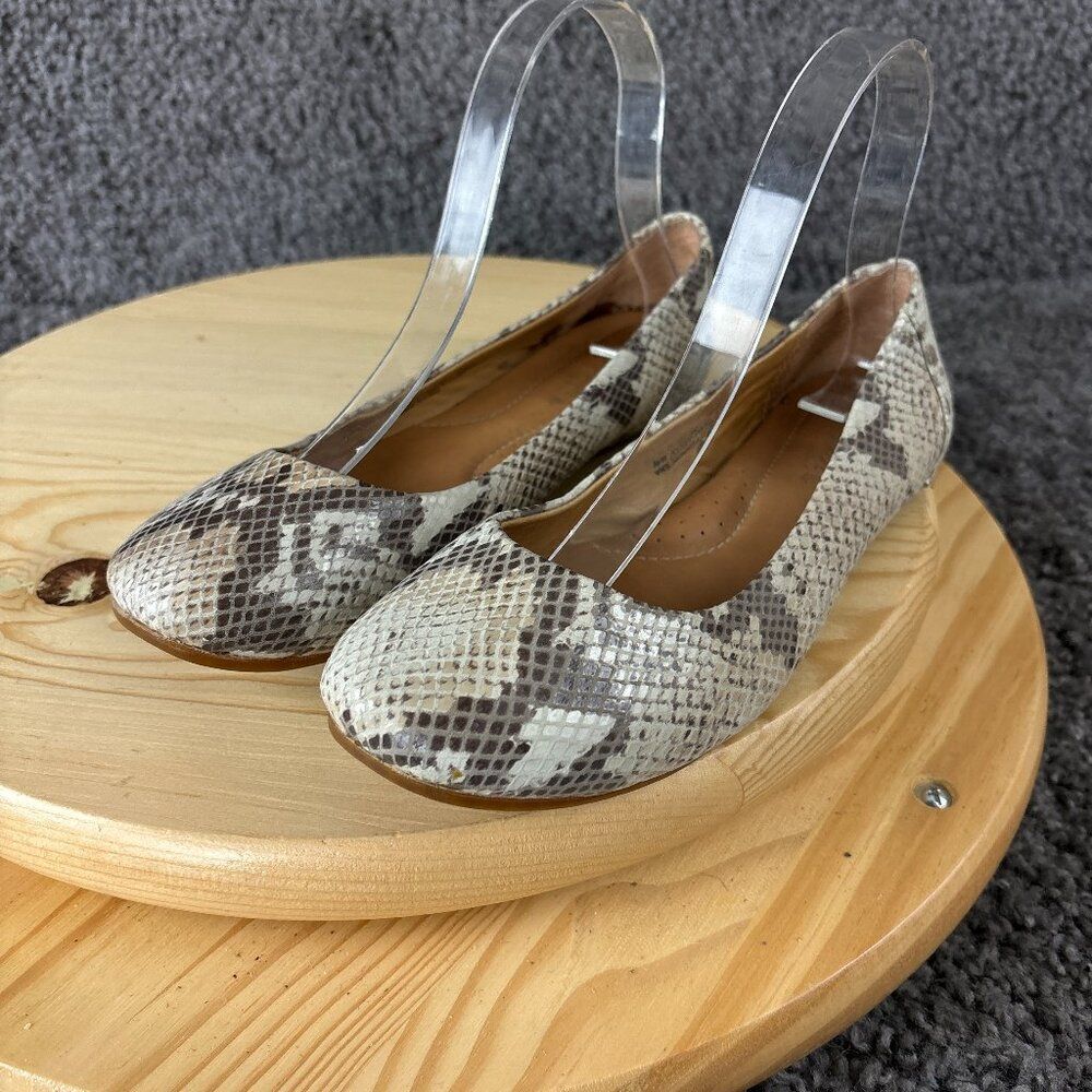 Born Snake-Print Ballet Flats in Cream and Gray